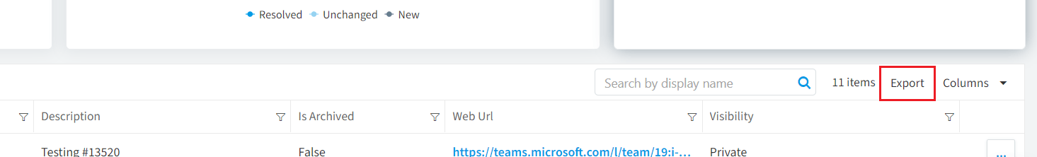 Shows the location to the Datagrid Export Function