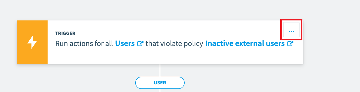 Trigger step with its options button highlighted