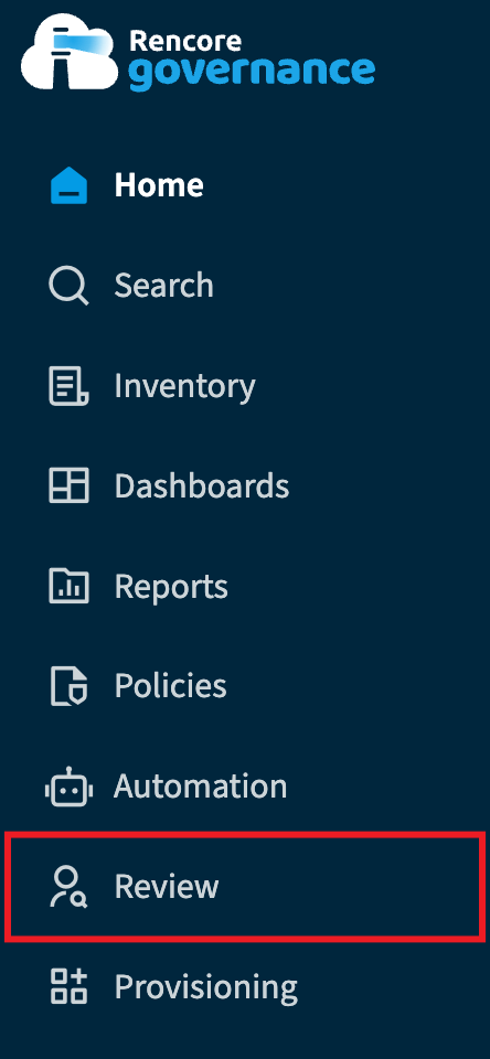 Navigation panel with Review highlighted